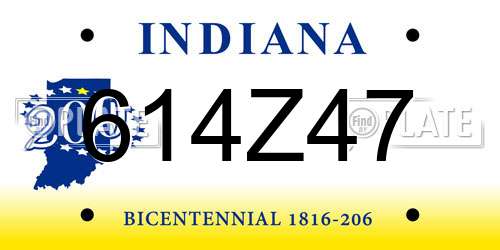 614Z47 Indiana License Plate