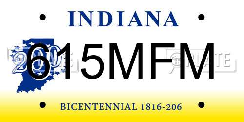 615MFM Indiana License Plate