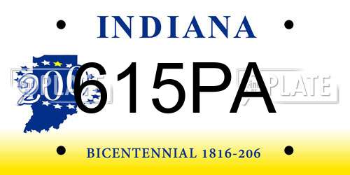 615PA Indiana License Plate