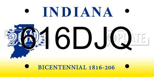 616DJQ Indiana License Plate