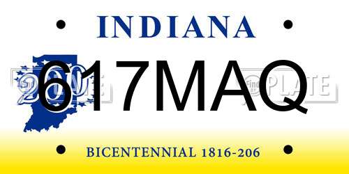 617MAQ Indiana License Plate