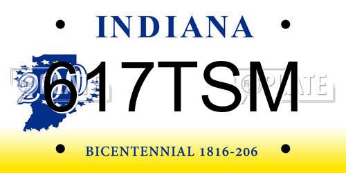 617TSM Indiana License Plate