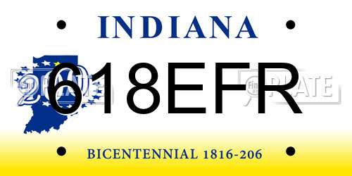 618EFR Indiana License Plate