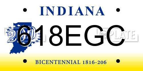 618EGC Indiana License Plate