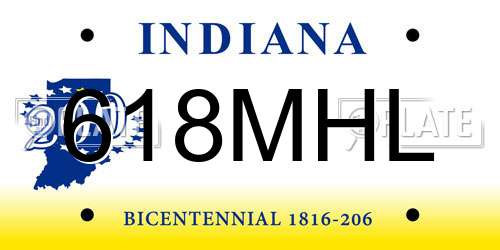 618MHL Indiana License Plate