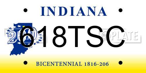 618TSC Indiana License Plate