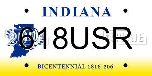 618USR Indiana License Plate