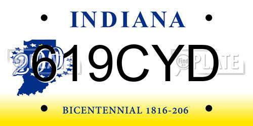 619CYD Indiana License Plate