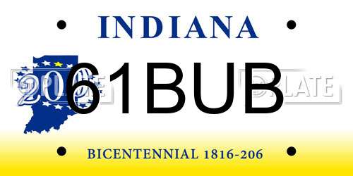 61BUB Indiana License Plate