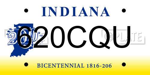 620CQU Indiana License Plate