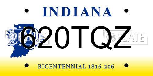 620TQZ Indiana License Plate