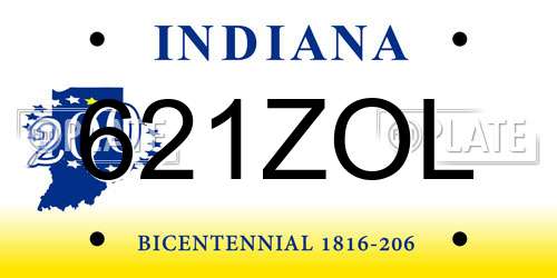 621ZOL Indiana License Plate
