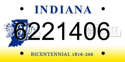 6221406 Indiana License Plate
