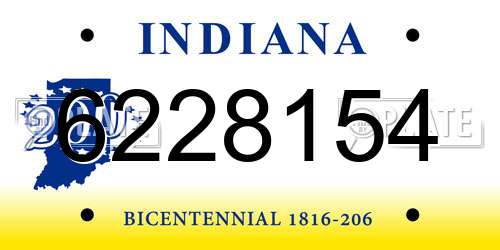 6228154 Indiana License Plate