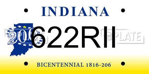 622RII Indiana License Plate