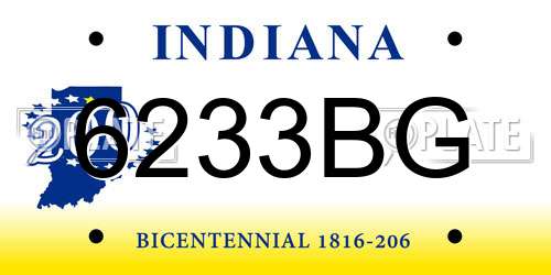 6233BG Indiana License Plate