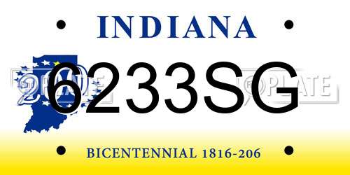 6233SG Indiana License Plate