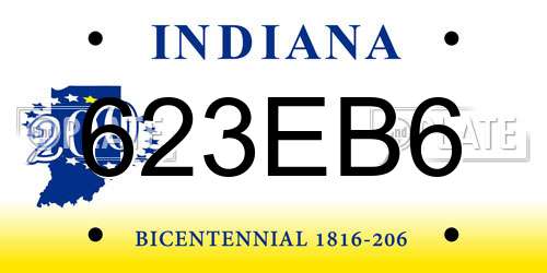 623EB6 Indiana License Plate