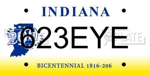 623EYE Indiana License Plate