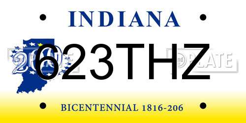 623THZ Indiana License Plate