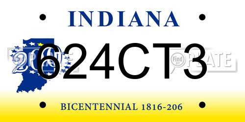 624CT3 Indiana License Plate