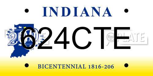 624CTE Indiana License Plate