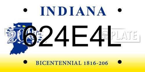 624E4L Indiana License Plate