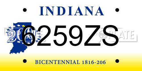 6259ZS Indiana License Plate