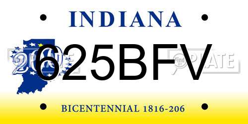 625BFV Indiana License Plate