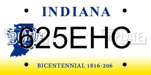 625EHC Indiana License Plate