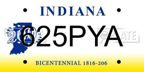 625PYA Indiana License Plate