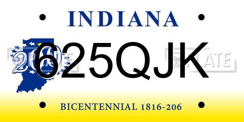 625QJK Indiana License Plate