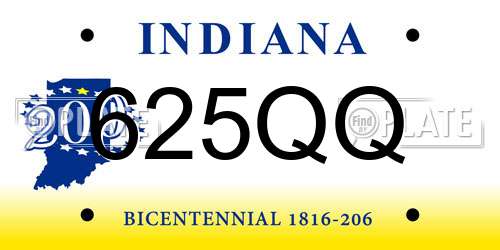 625QQ Indiana License Plate
