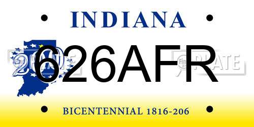 626AFR Indiana License Plate