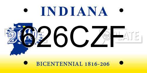 626CZF Indiana License Plate