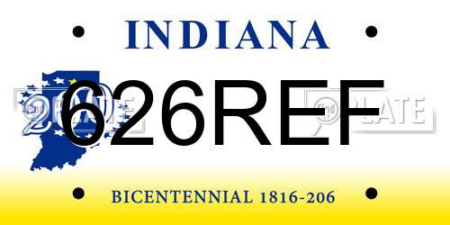 626REF Indiana License Plate