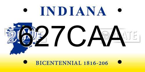 627CAA Indiana License Plate
