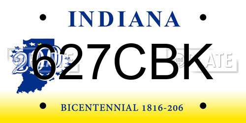 627CBK Indiana License Plate