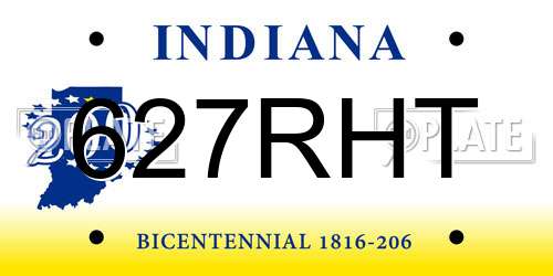 627RHT Indiana License Plate