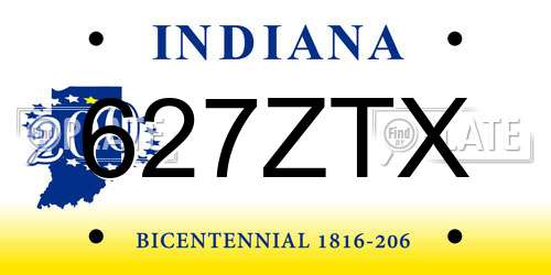 627ZTX Indiana License Plate