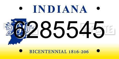 6285545 Indiana License Plate