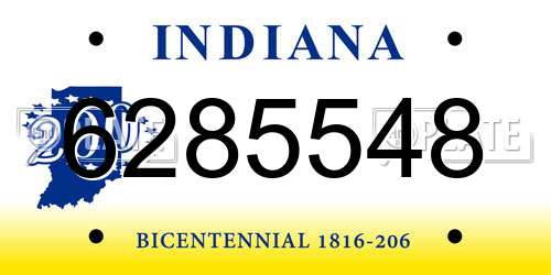 6285548 Indiana License Plate