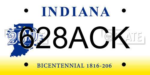 628ACK Indiana License Plate