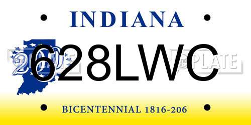 628LWC Indiana License Plate