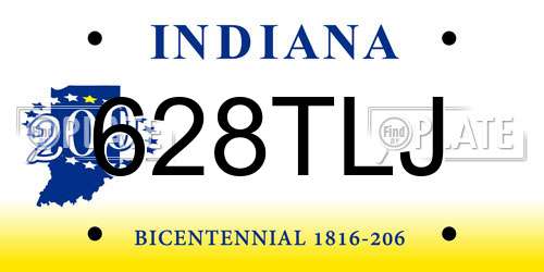 628TLJ Indiana License Plate