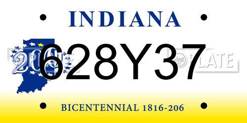 628Y37 Indiana License Plate