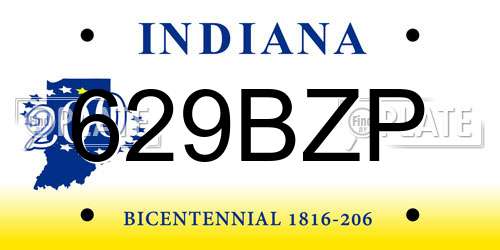 629BZP Indiana License Plate