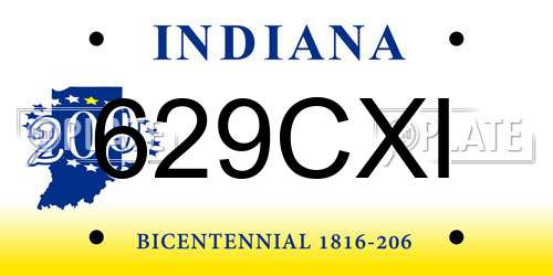 629CXI Indiana License Plate