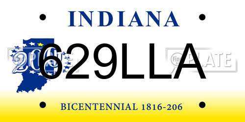 629LLA Indiana License Plate