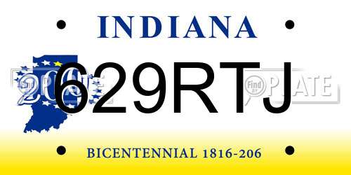 629RTJ Indiana License Plate